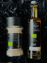 Linde - Geschenbox: Wertgutschein nach Wahl mit Pilz - Ursalz & Honig Likör - Landgasthaus Zur Linde